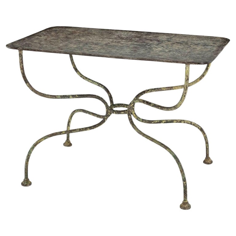 Green Painted Rectangular Iron Garden Table For Sale at 1stDibs