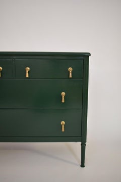 Green painted sheet metal chest of drawers, 1960s.