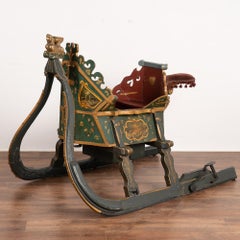 Green Painted Sleigh With Brass Bells, Sweden circa 1890