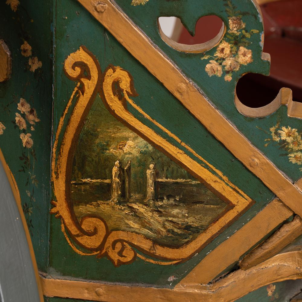 Swedish Green Painted Sleigh With Brass Bells, Sweden circa 1890 For Sale