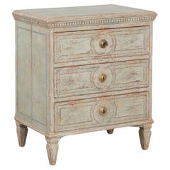 Green Painted Small Chest of Three Drawers, Sweden circa 1820-40