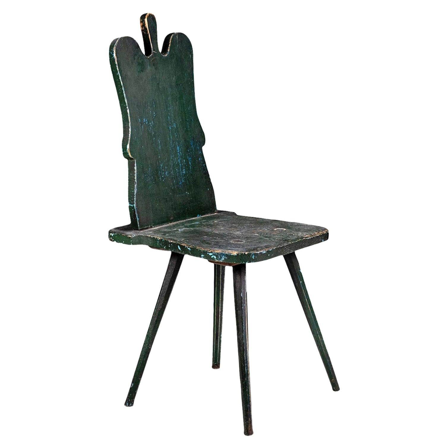 Green Painted Swedish Folk Art Chair