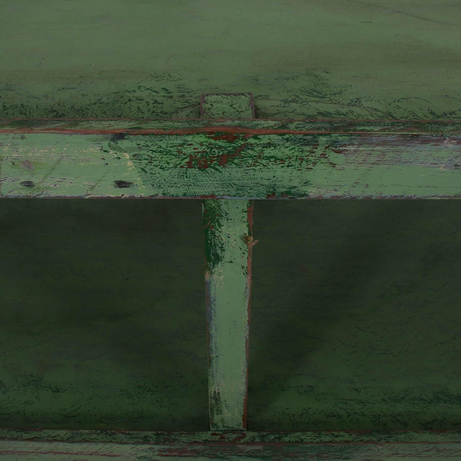 20th Century Green Painted Two-Tier Pottery Table