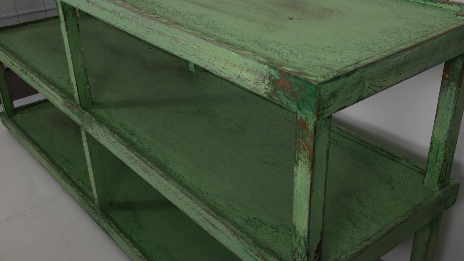 Green Painted Two-Tier Pottery Table 1