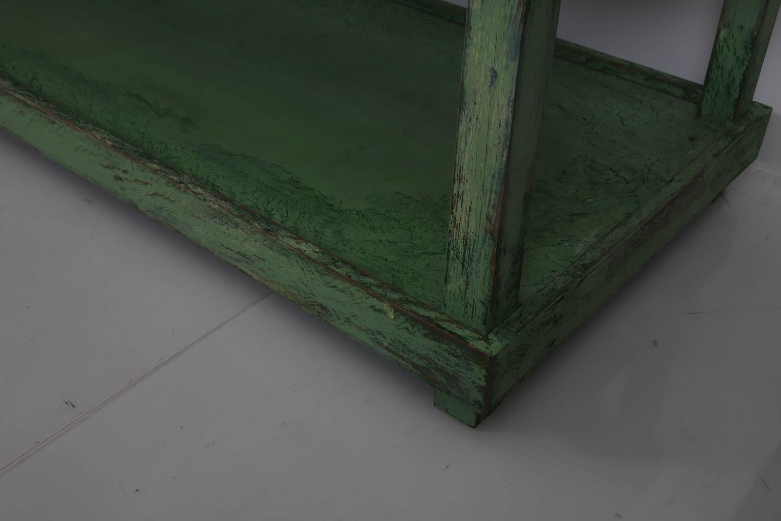Green Painted Two-Tier Pottery Table 2