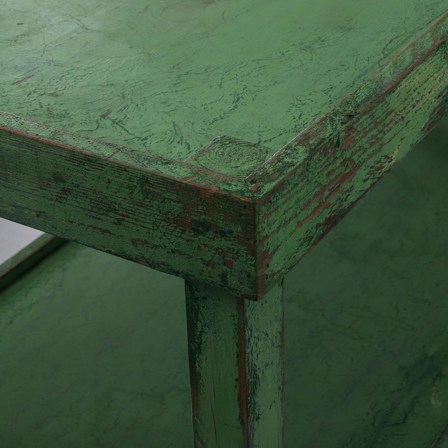 Green Painted Two-Tier Pottery Table 3