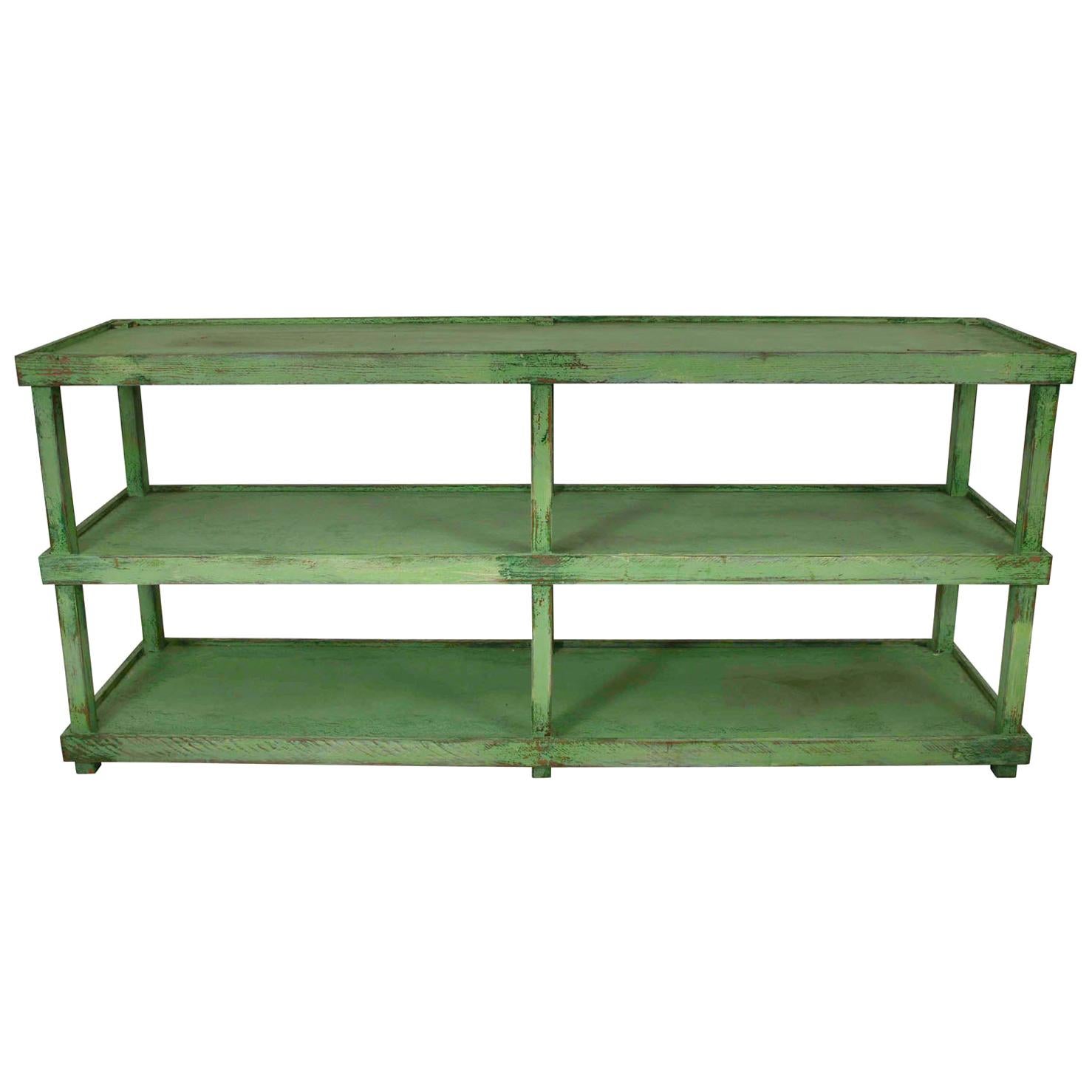 Green Painted Two-Tier Pottery Table