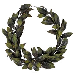 Green Painted Vintage Tole Wreath