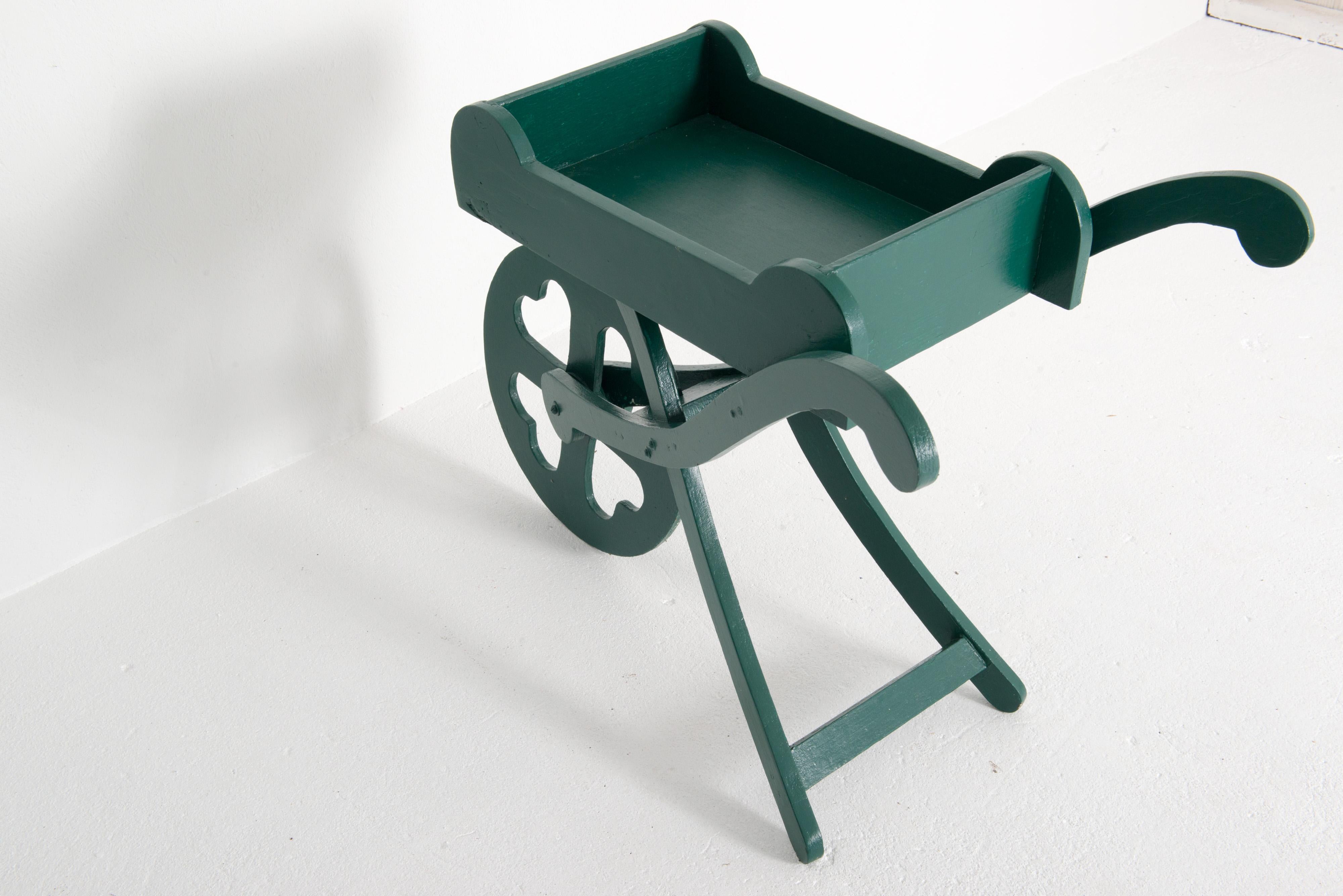 Green Painted Wood Garden Cart For Sale 1