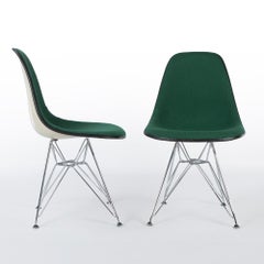 Green Pair of Herman Miller Eames Upholstered Dsr Dining Side Shell Chairs