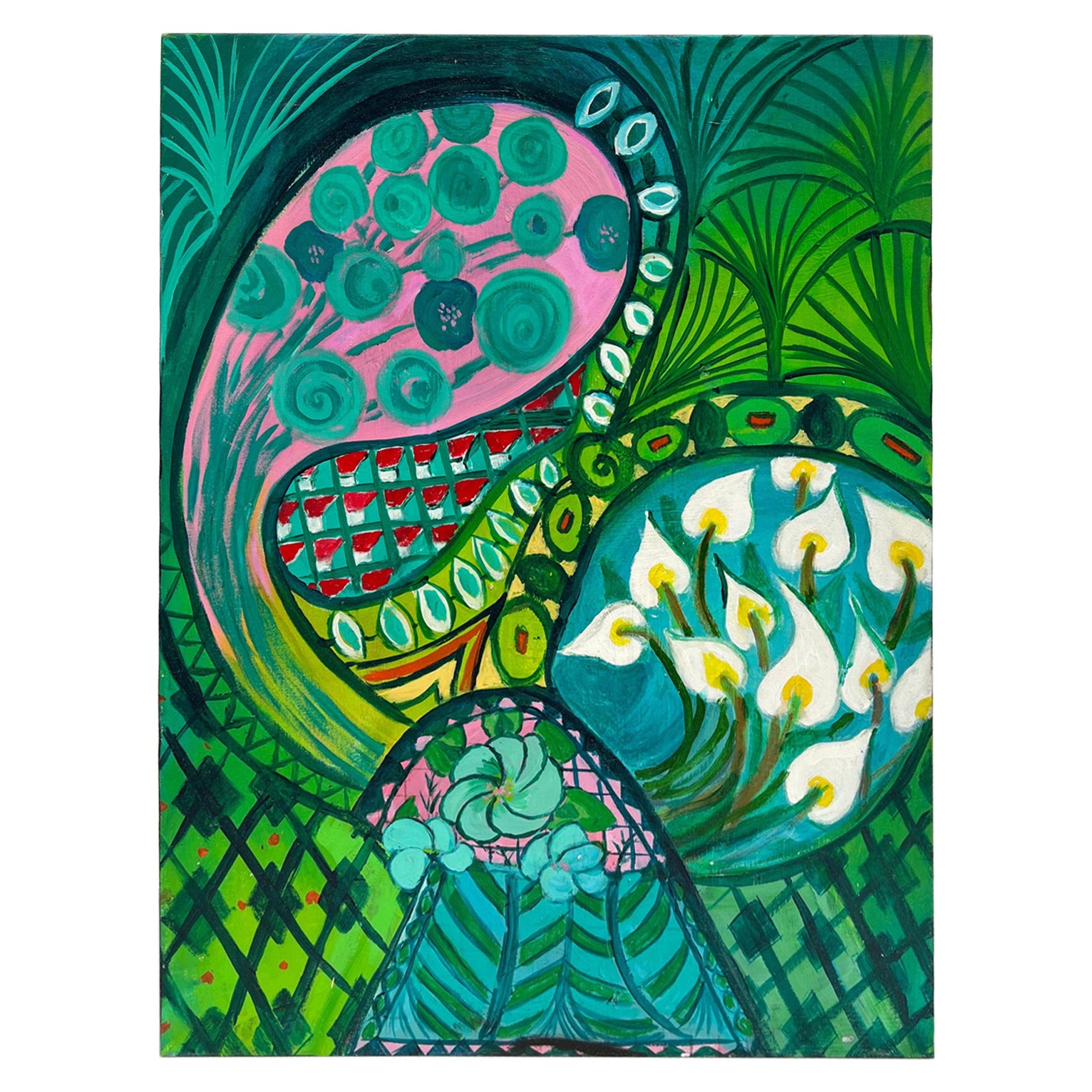Meditationsgemälde mit grünem Paisleymuster von Carol Bertrand
