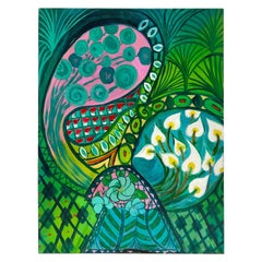Meditationsgemälde mit grünem Paisleymuster von Carol Bertrand