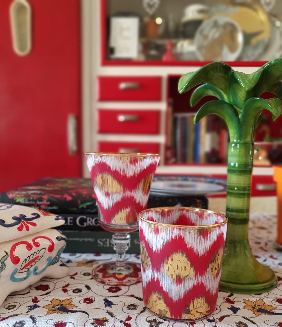 Set von 2 Kerzenständern mit grünen Palmen, handbemalt, hergestellt in Italien im Zustand „Neu“ im Angebot in ROCCAVIVARA CB, IT
