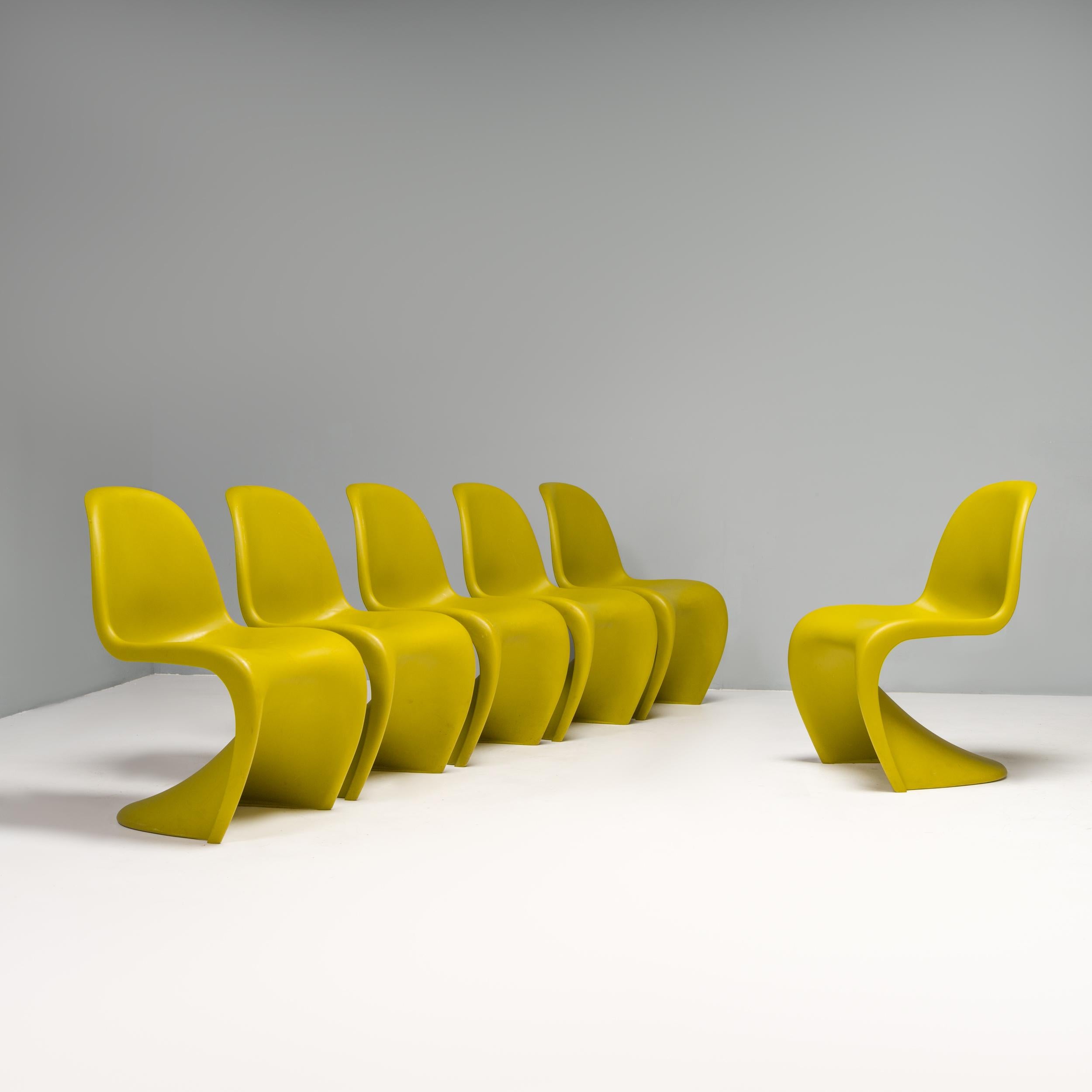 Green Panton Chairs by Verner Panton for Vitra, Set of 6 For Sale at