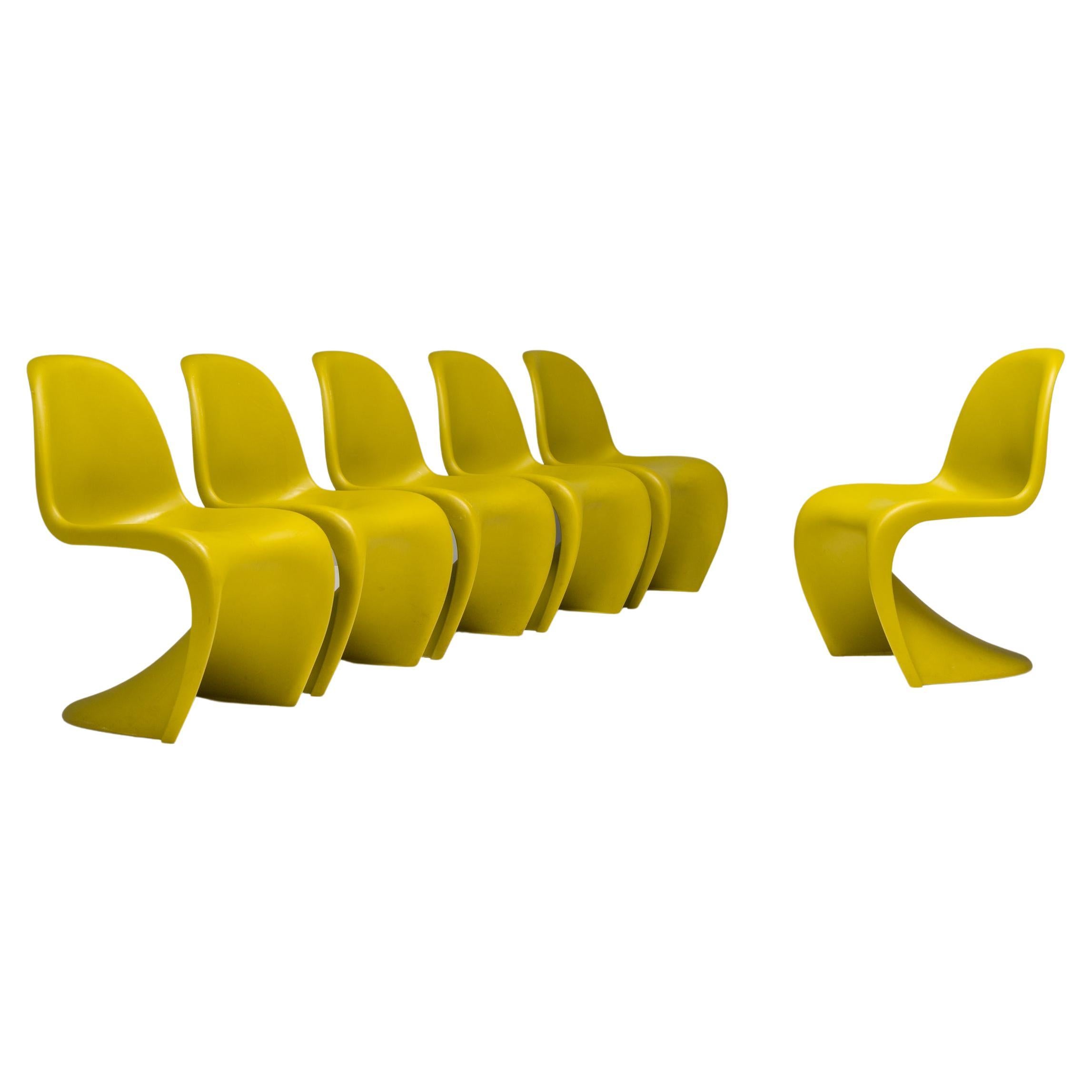 Green Panton Chairs by Verner Panton for Vitra, Set of 6