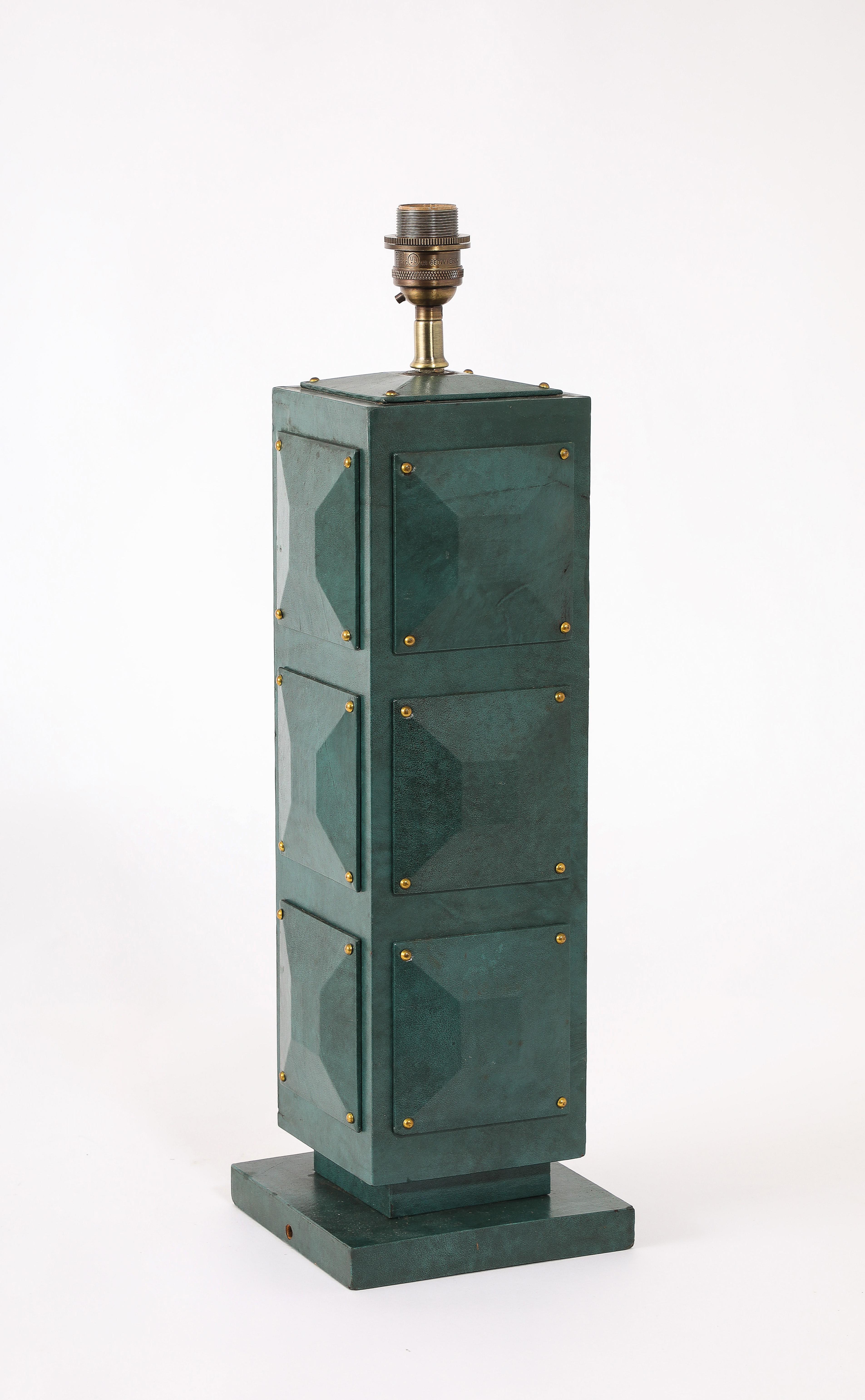 Green Parchment Lamp, France 1950's For Sale 3