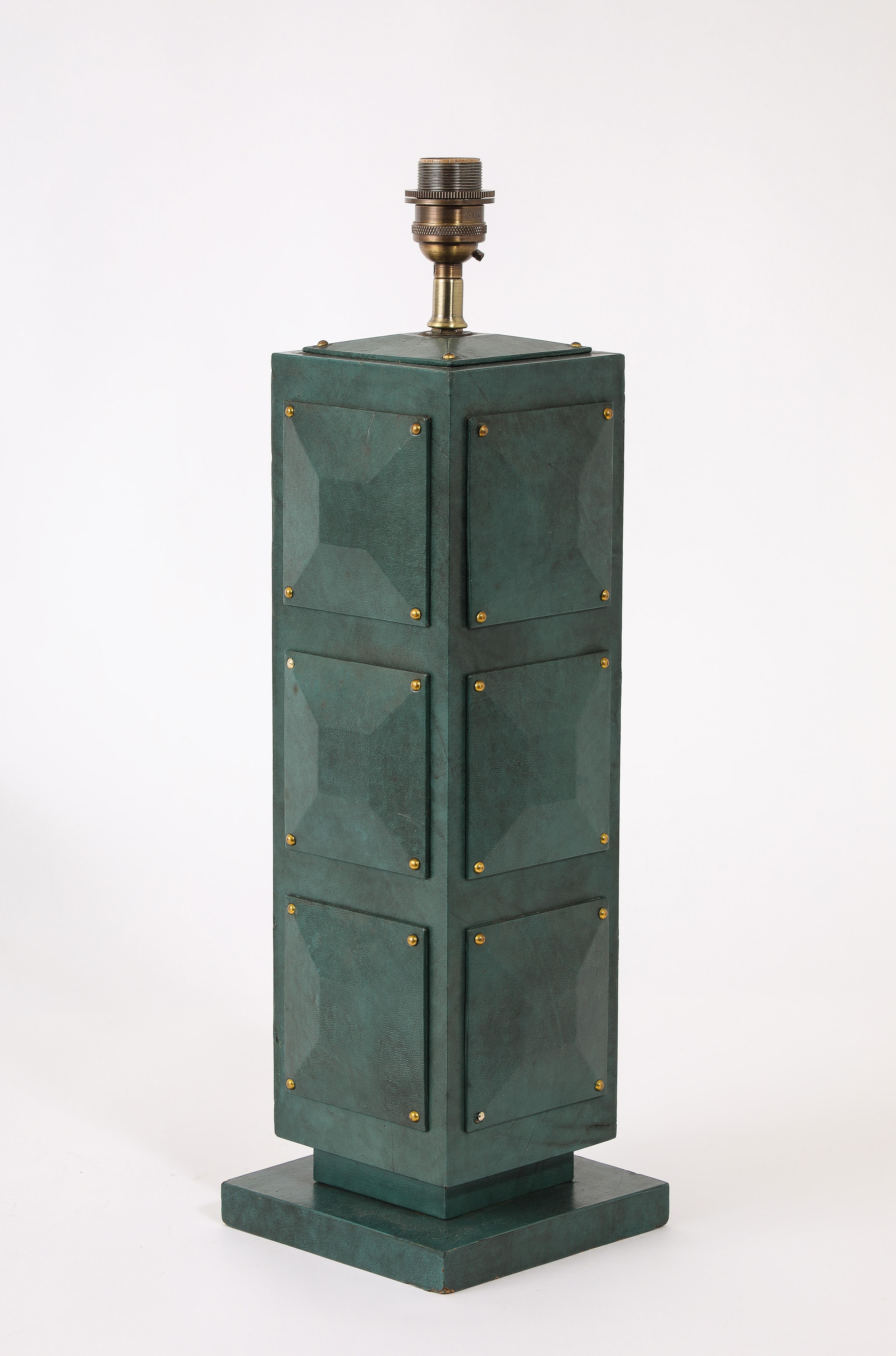 Green Parchment Lamp, France 1950's For Sale 5