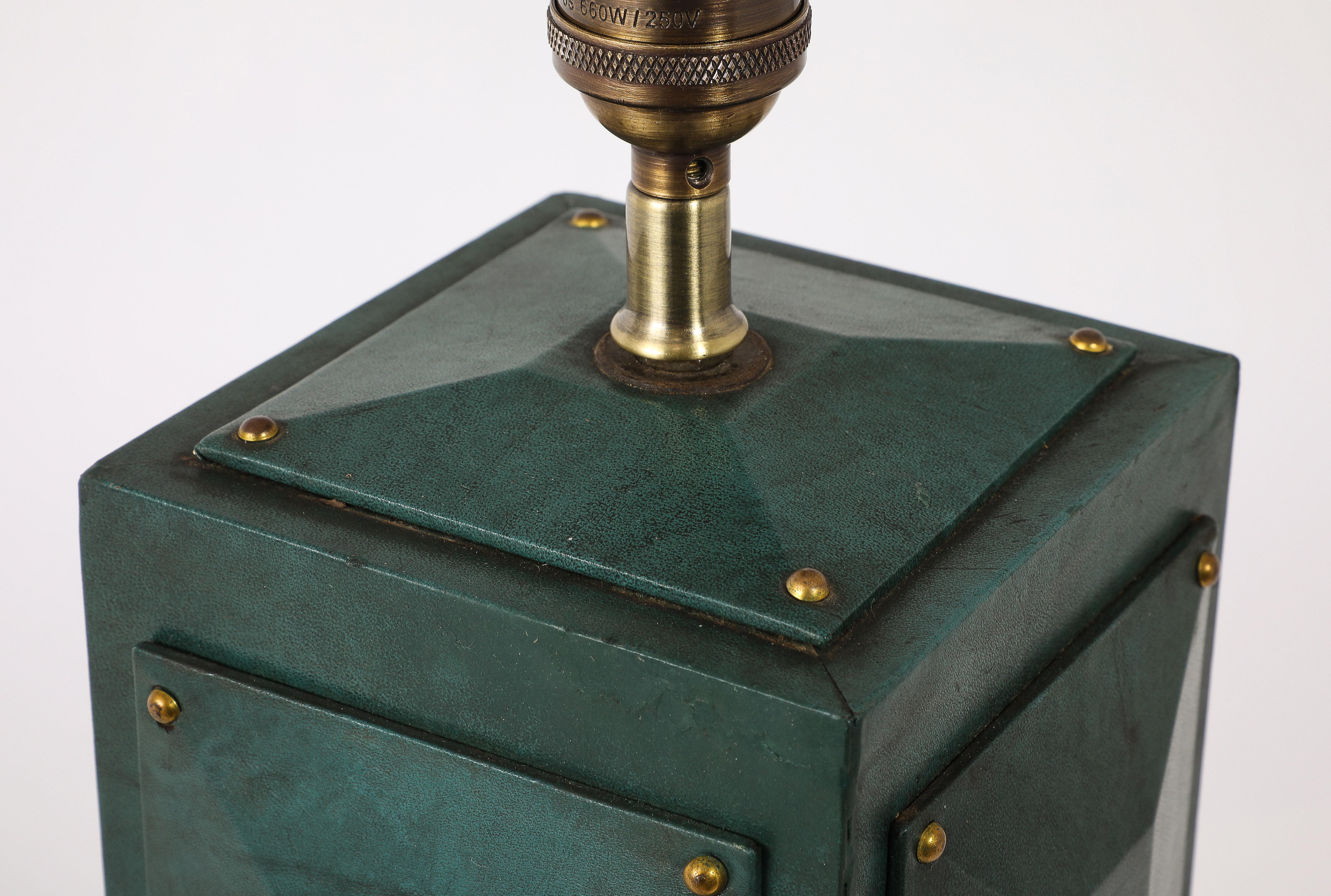 Green Parchment Lamp, France 1950's For Sale 6