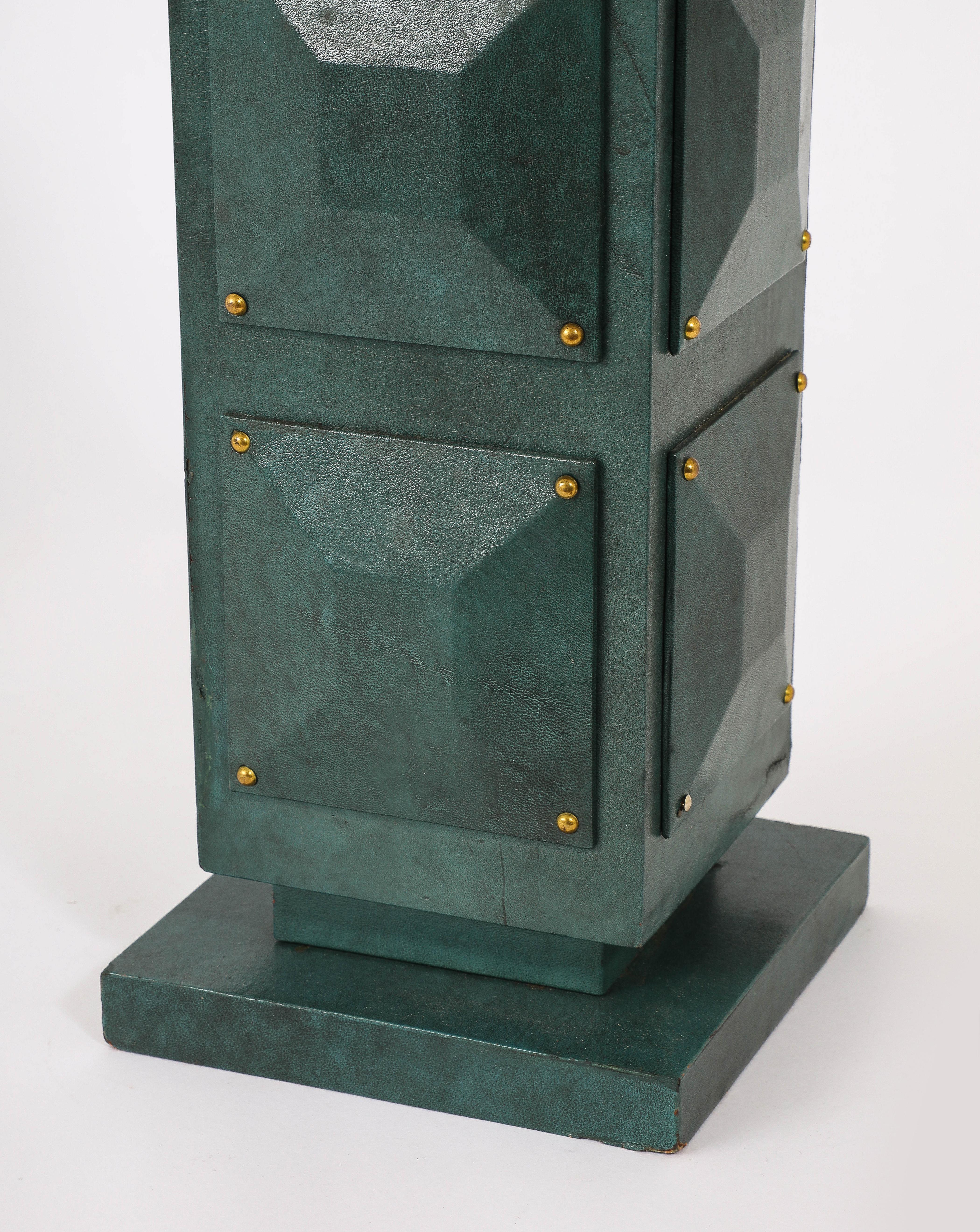 20th Century Green Parchment Lamp, France 1950's For Sale