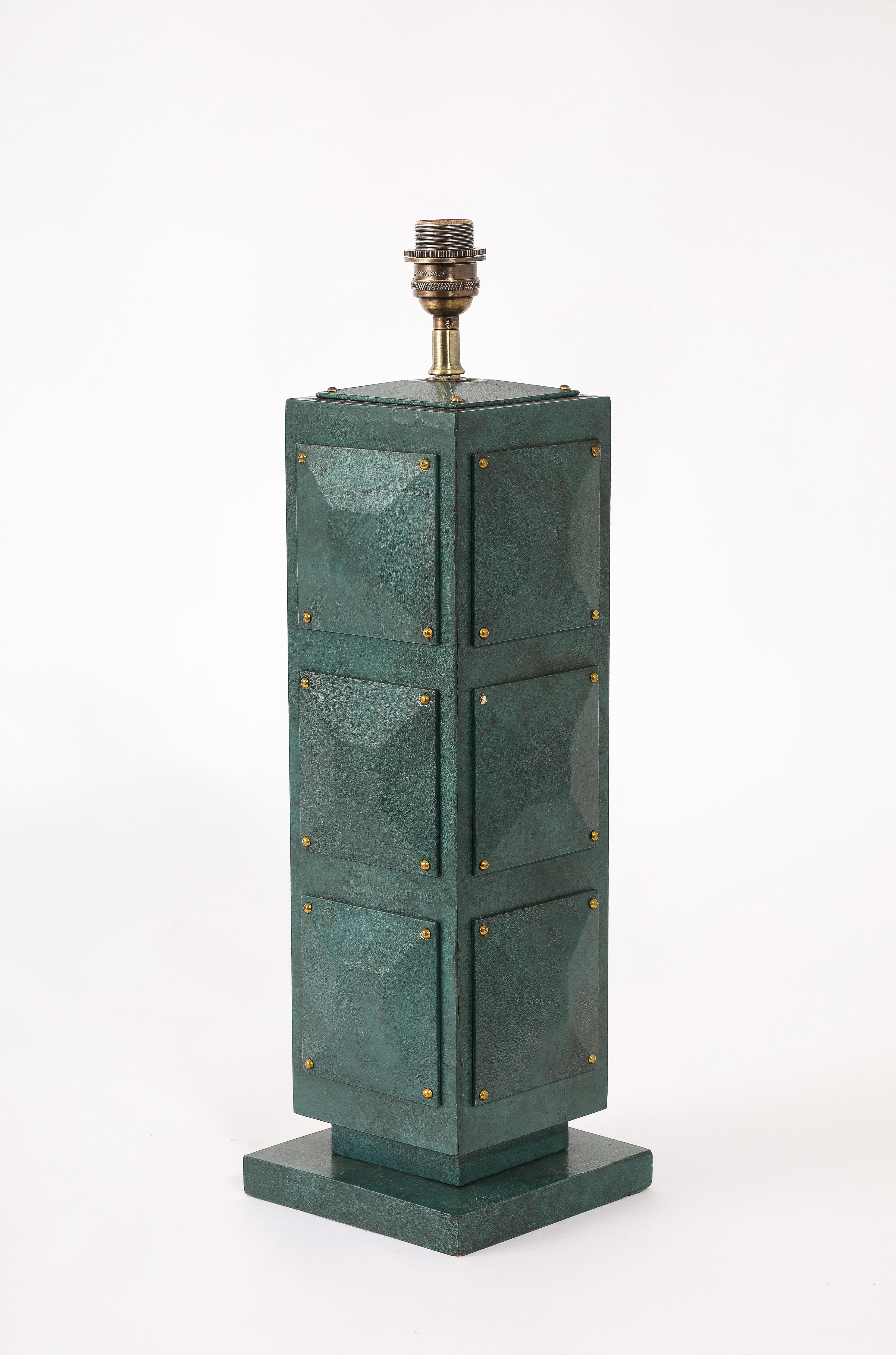 Green Parchment Lamp, France 1950's For Sale 1