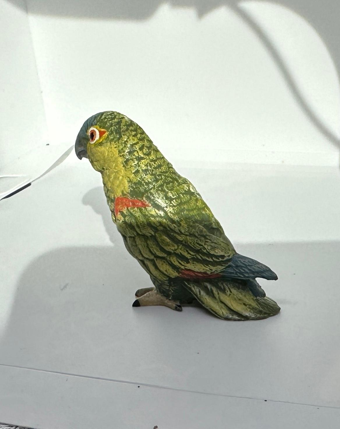 Green Parrot Bird Bergman Austrian Vienna Bronze Lovebird Cold Painted Bronze For Sale 3