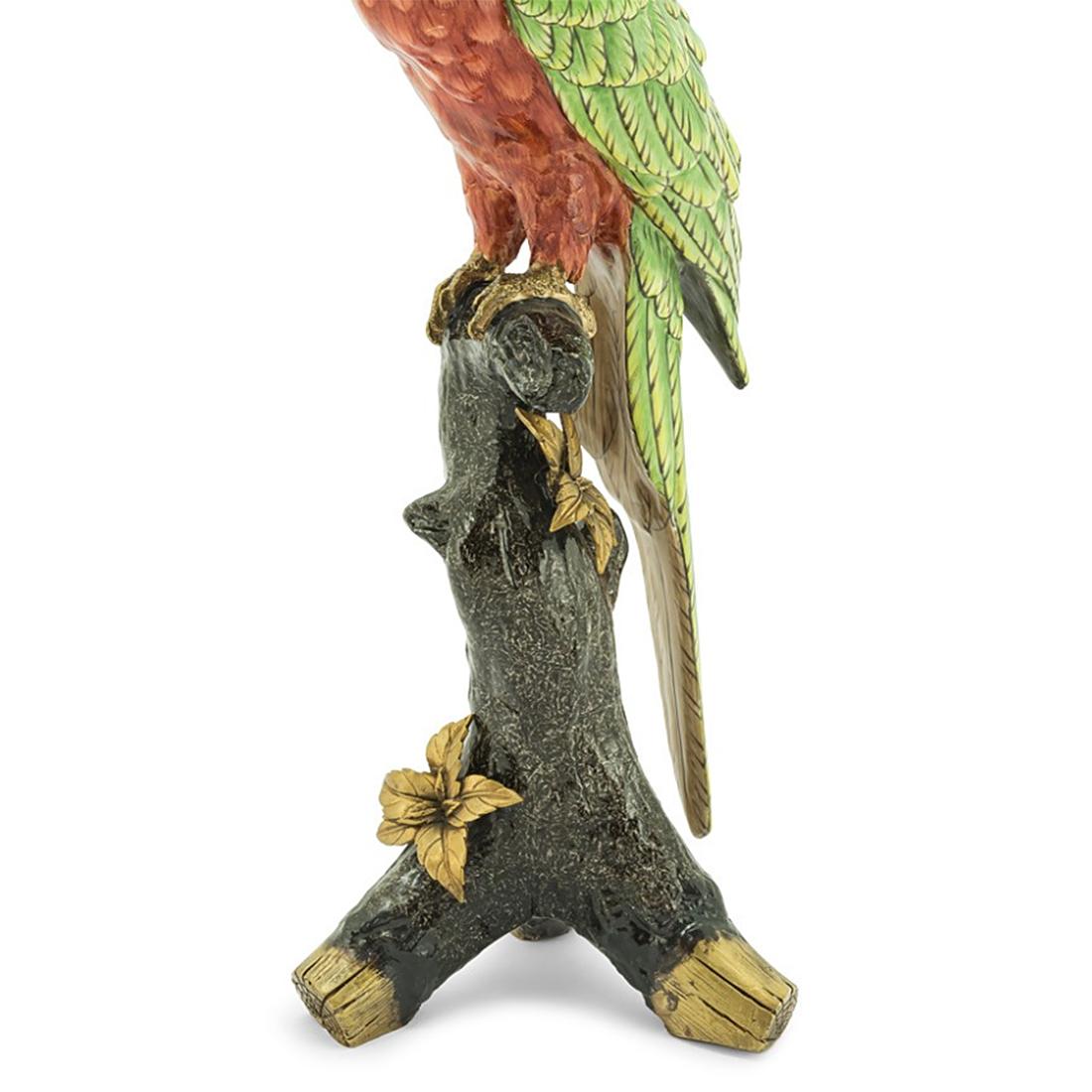 Hand-Painted Green Parrot Sculpture Candleholder For Sale