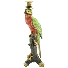 Green Parrot Sculpture Candleholder