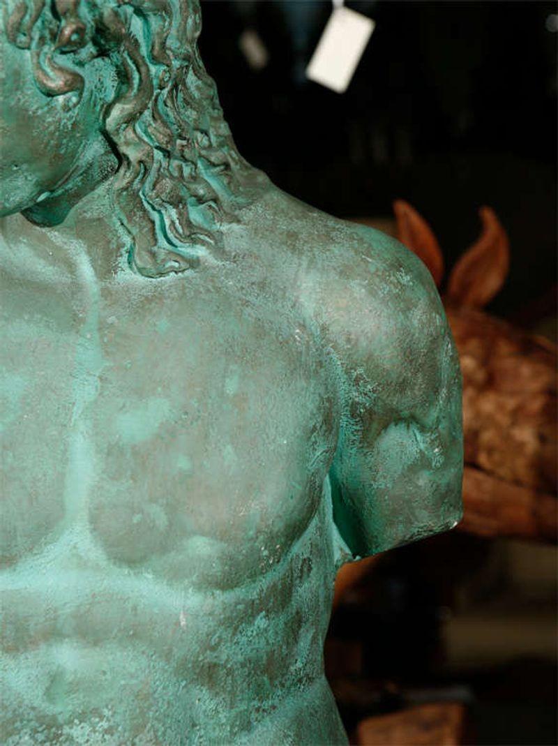 Green Patina Plaster Male Nude In Good Condition For Sale In Los Angeles, CA