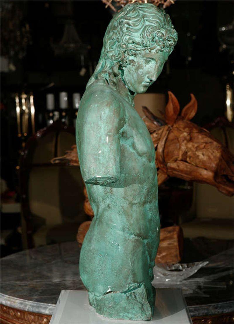 Green Patina Plaster Male Nude For Sale 1