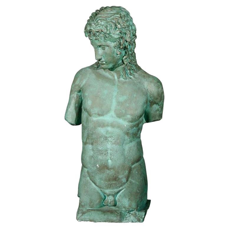 Green Patina Plaster Male Nude For Sale