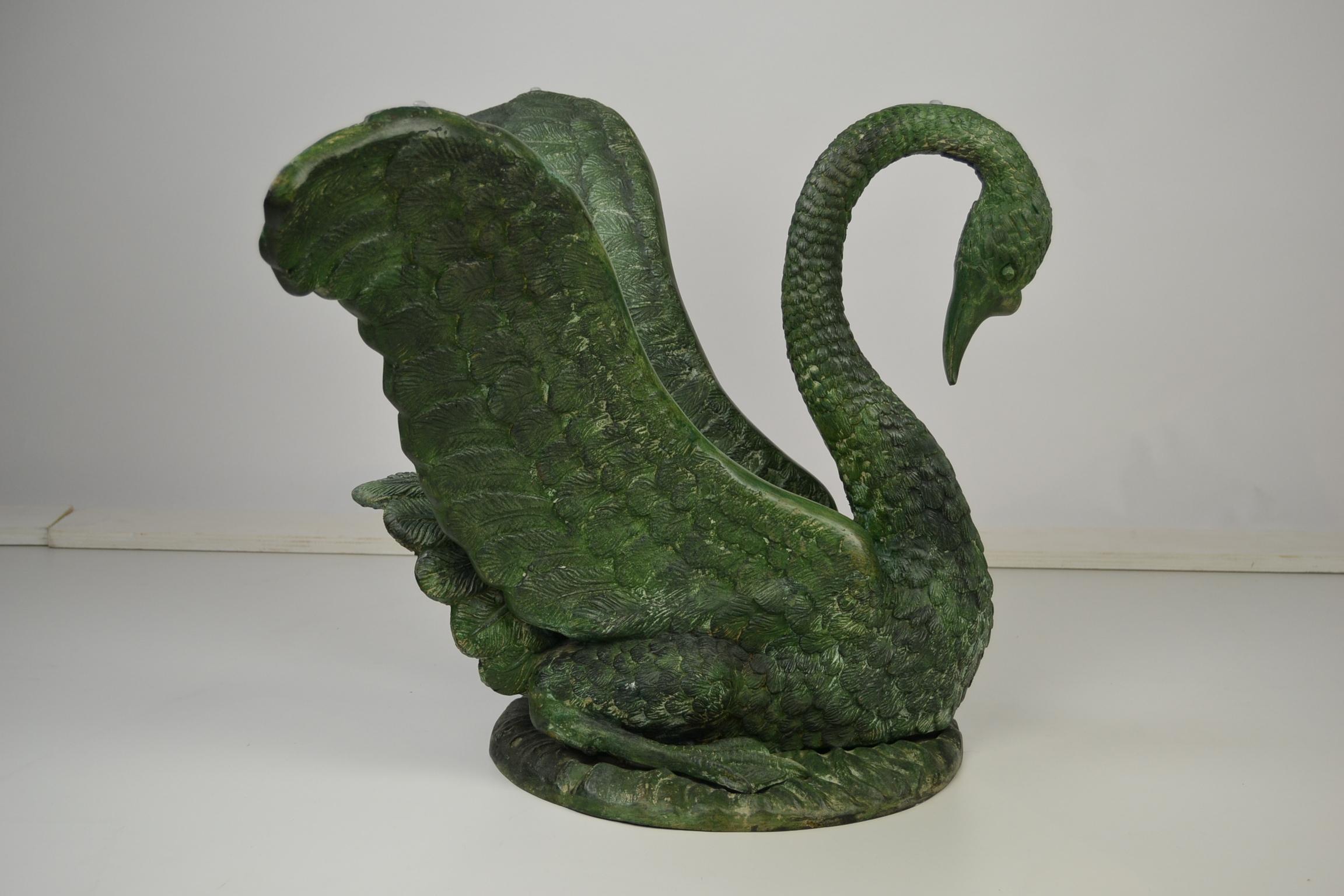 20th Century Green Patinated Bronze Swan Coffee Table, Italy, 1960s