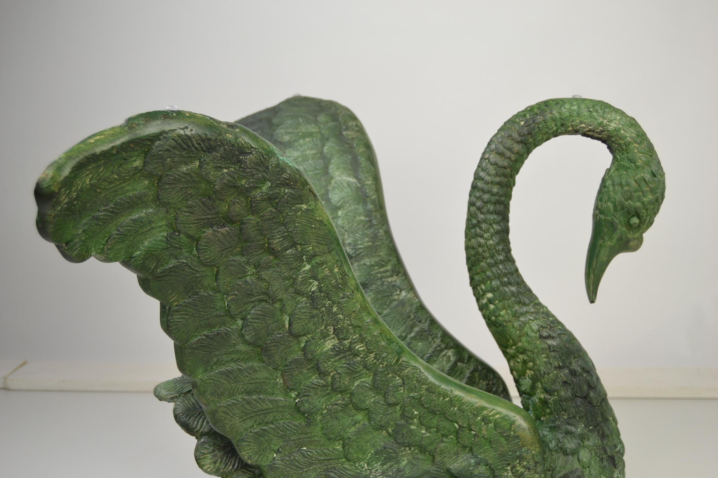 Green Patinated Bronze Swan Coffee Table, Italy, 1960s 1