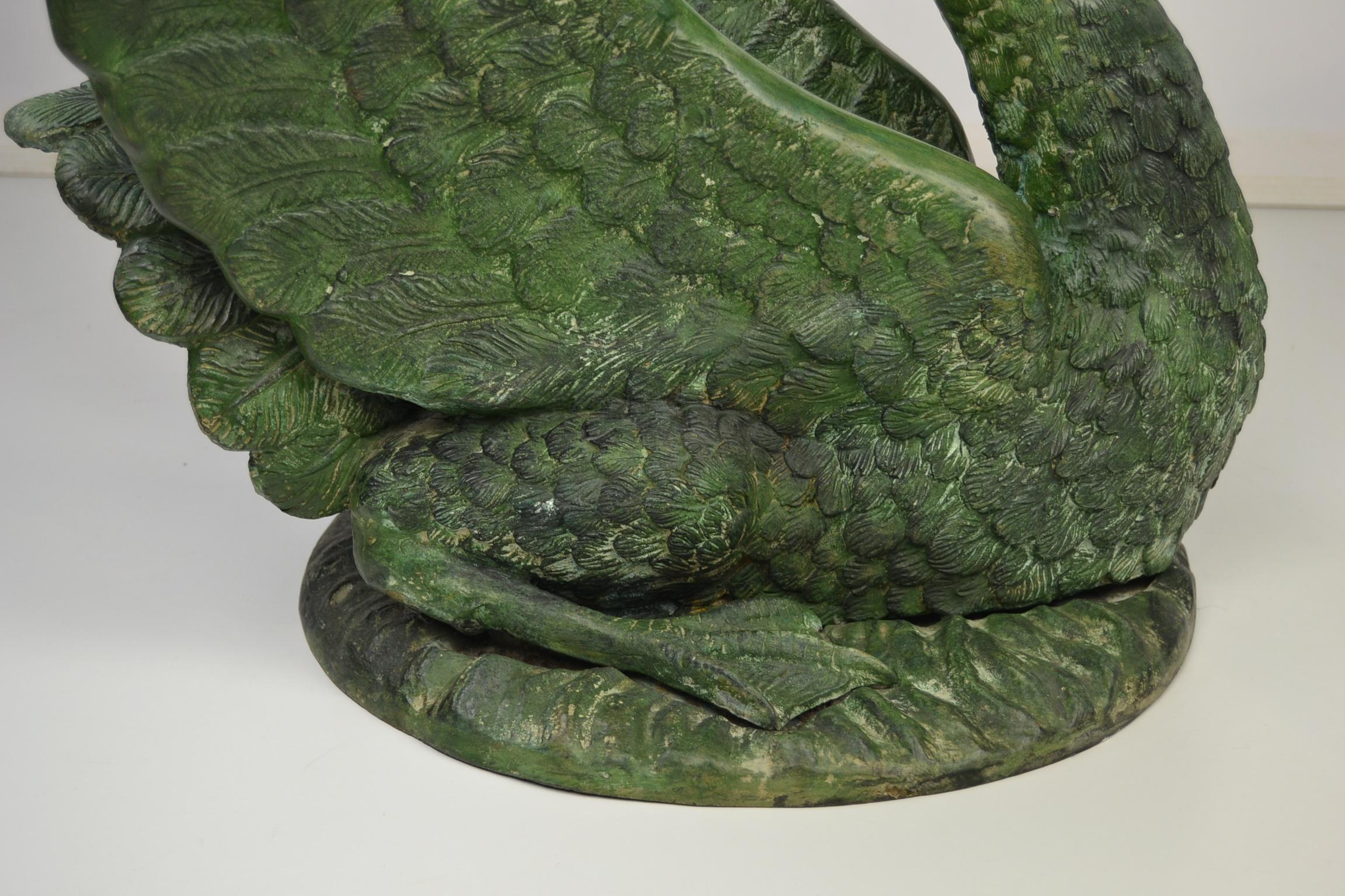 Green Patinated Bronze Swan Coffee Table, Italy, 1960s 2