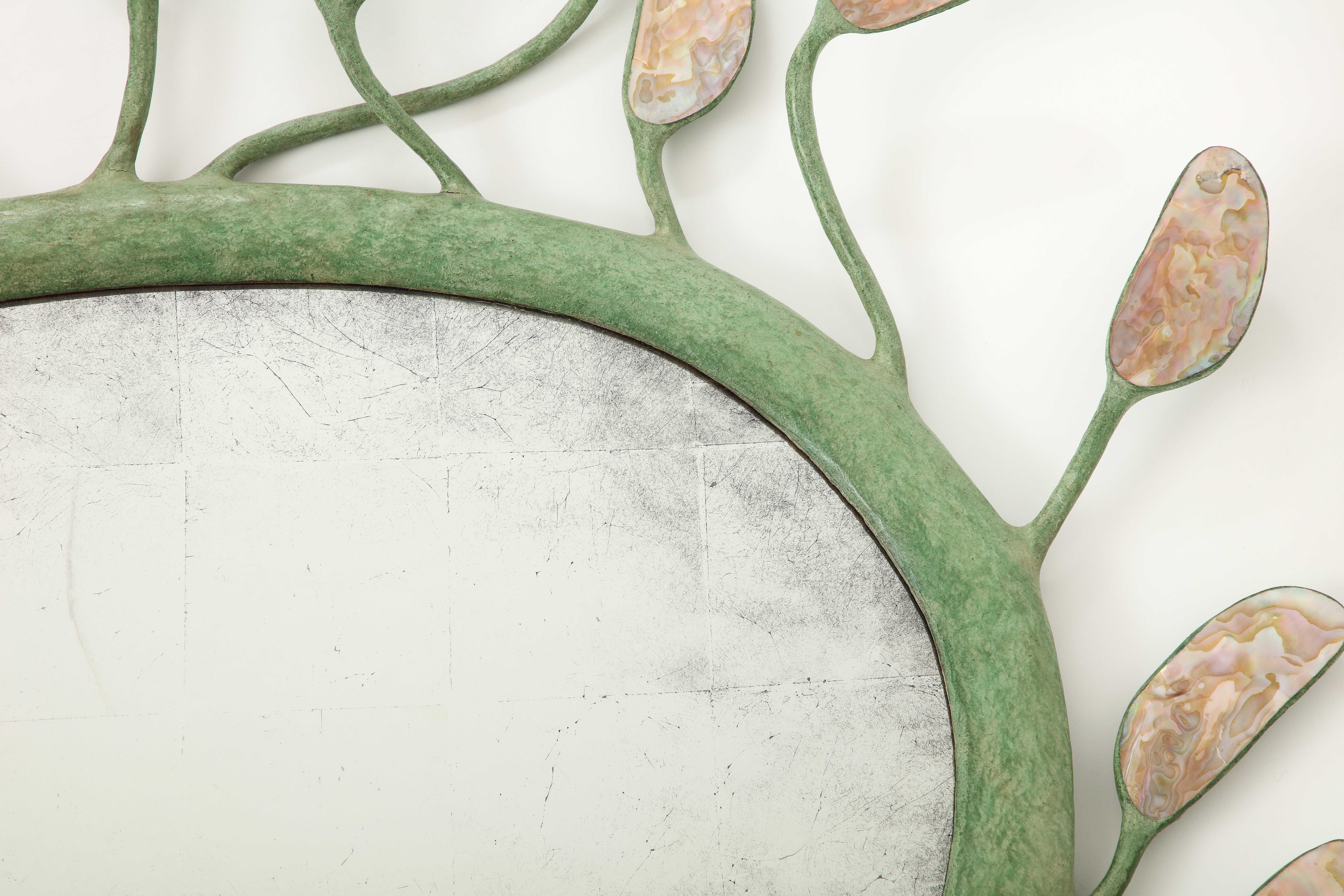 Green Patinated Resin Sculptural Mirror in the Manner of Garouste & Bonetti 5