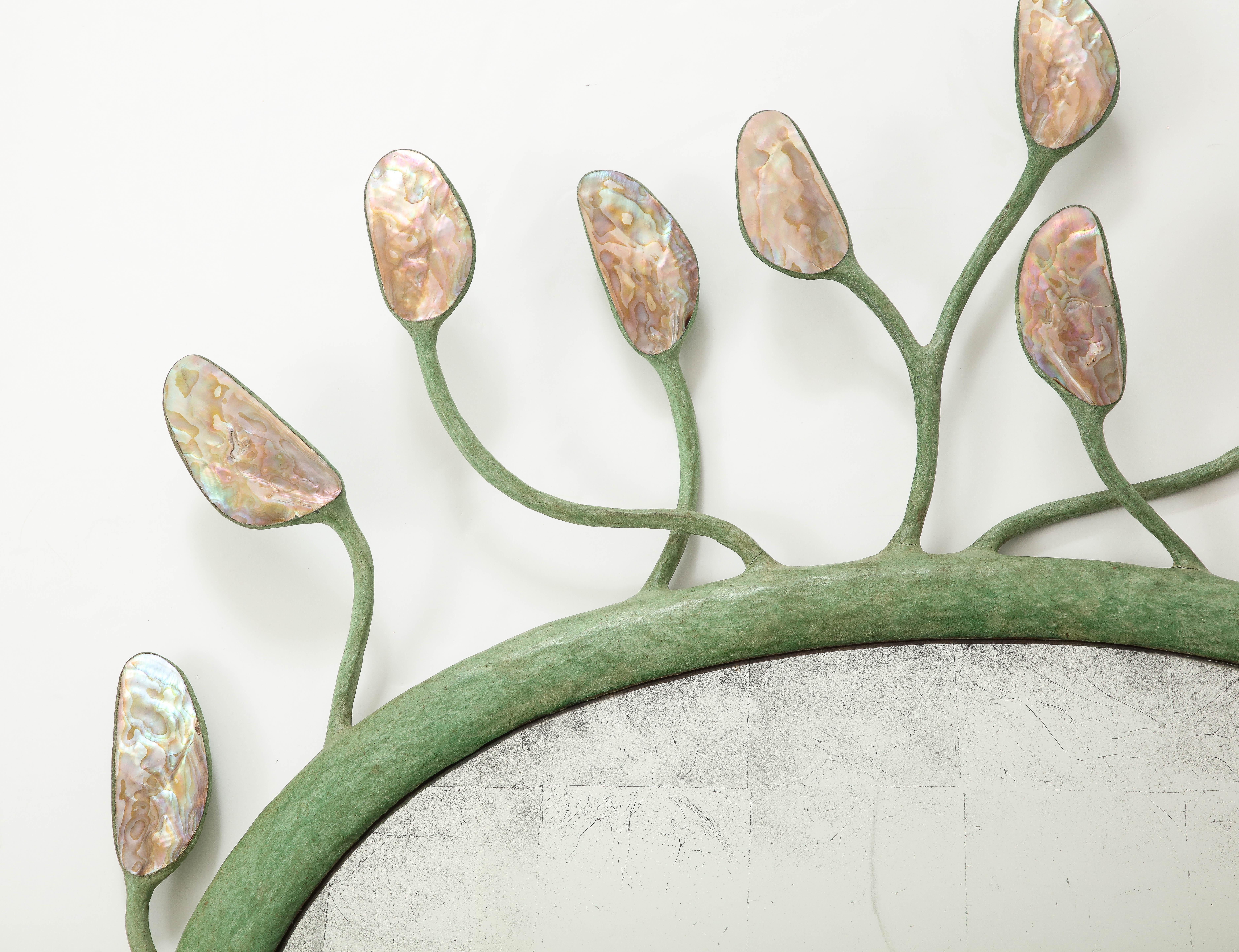 Green Patinated Resin Sculptural Mirror in the Manner of Garouste & Bonetti 1