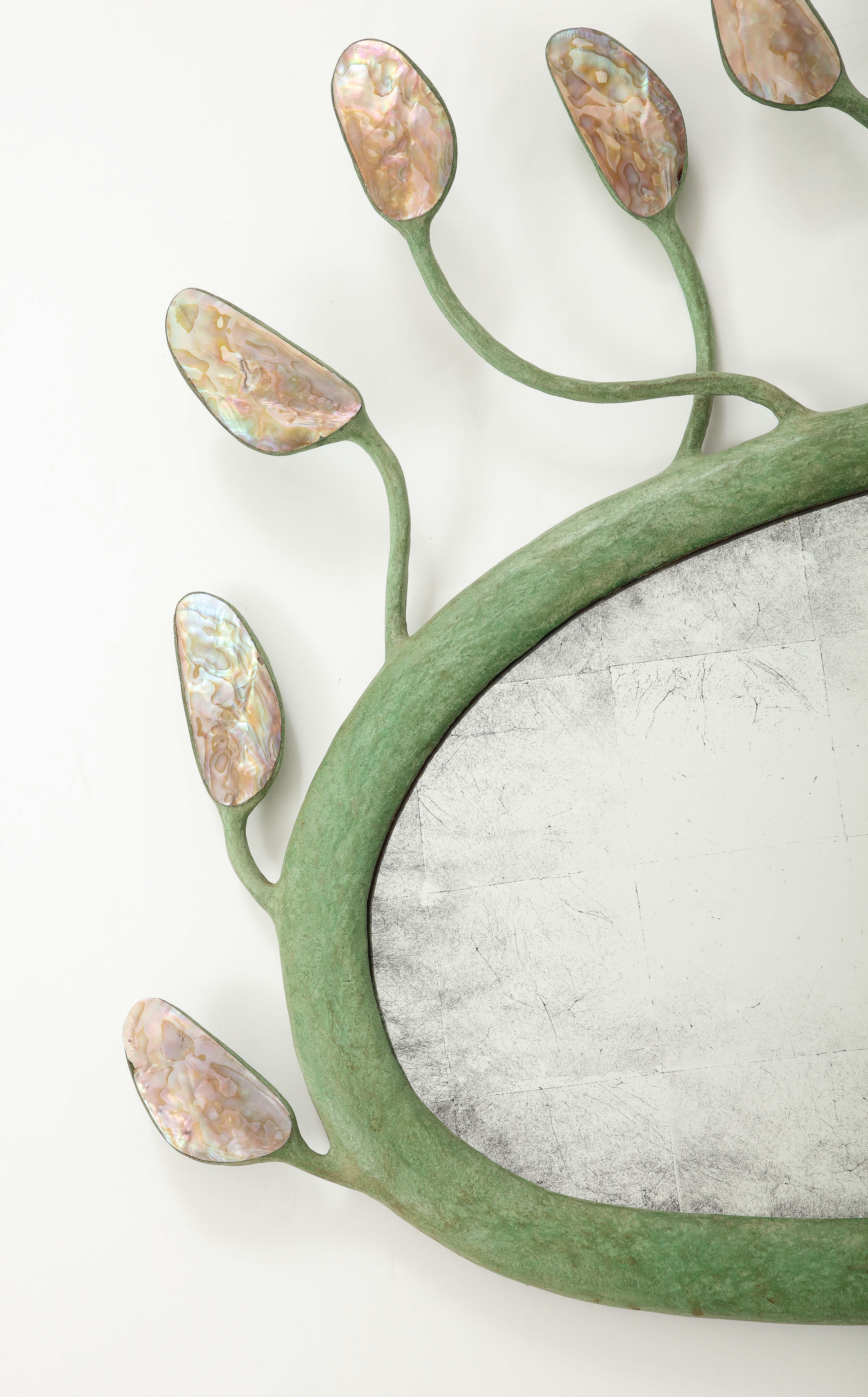 Green Patinated Resin Sculptural Mirror in the Manner of Garouste & Bonetti 2