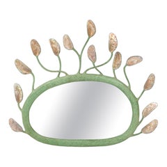 Green Patinated Resin Sculptural Mirror in the Manner of Garouste & Bonetti