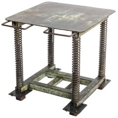 Green Patinated Steel Industrial Table