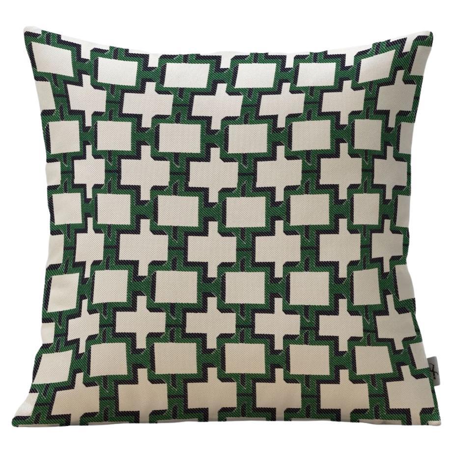 Green Patterned Waterproof Pillow with Foresta Fabric by Dedar Milano For Sale