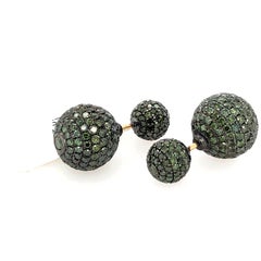 Green Pave Diamond Tunnel Earring Made in 14k Gold