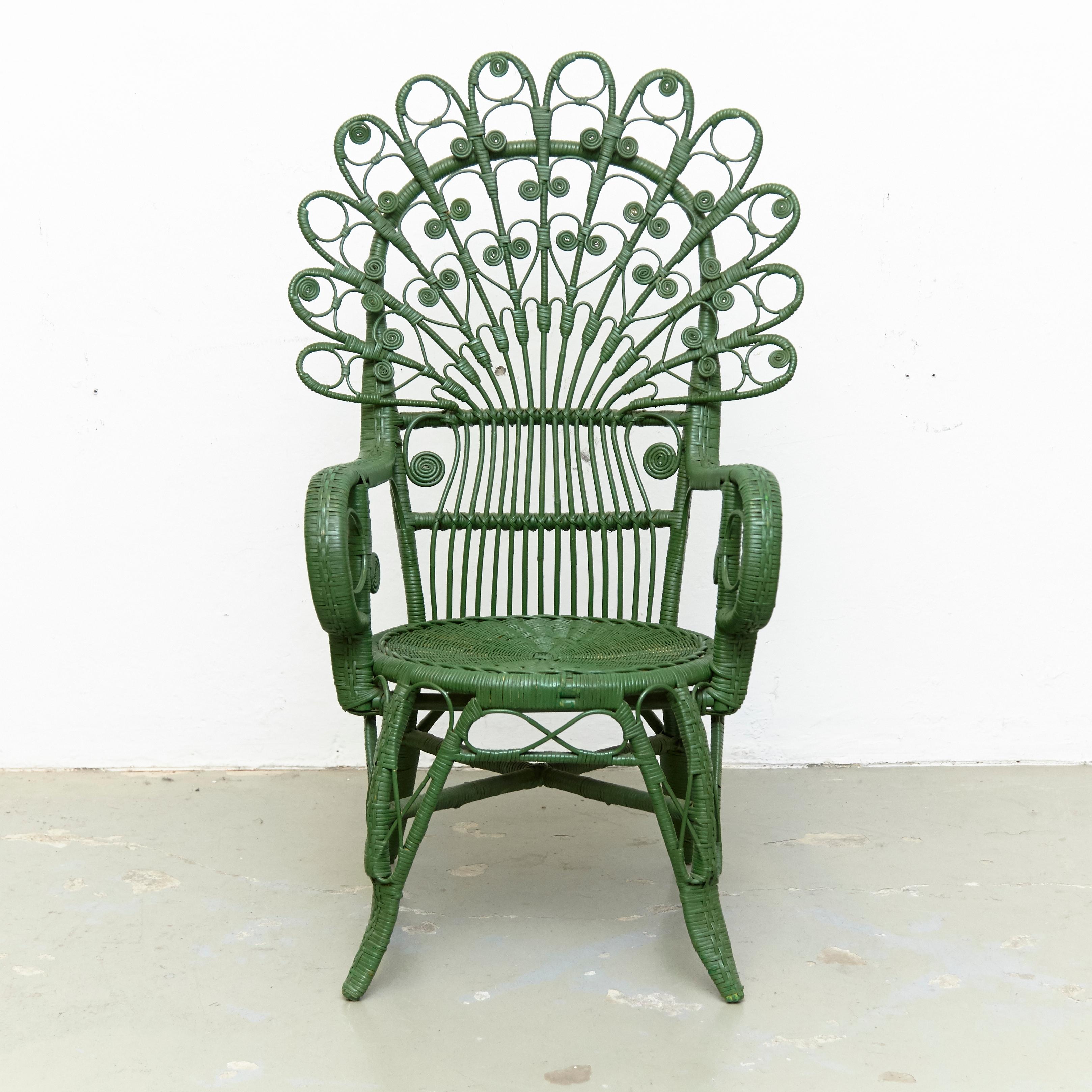 Mid-Century Modern bamboo and rattan peacock armchair, circa 1960
Traditionally manufactured in Spain.

By unknown designer.

In original condition with minor wear consistent of age and use, preserving a beautiful patina.

 