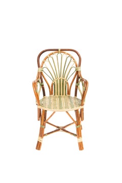 Green Peacock Rattan Arm Chair by Creel and Gow