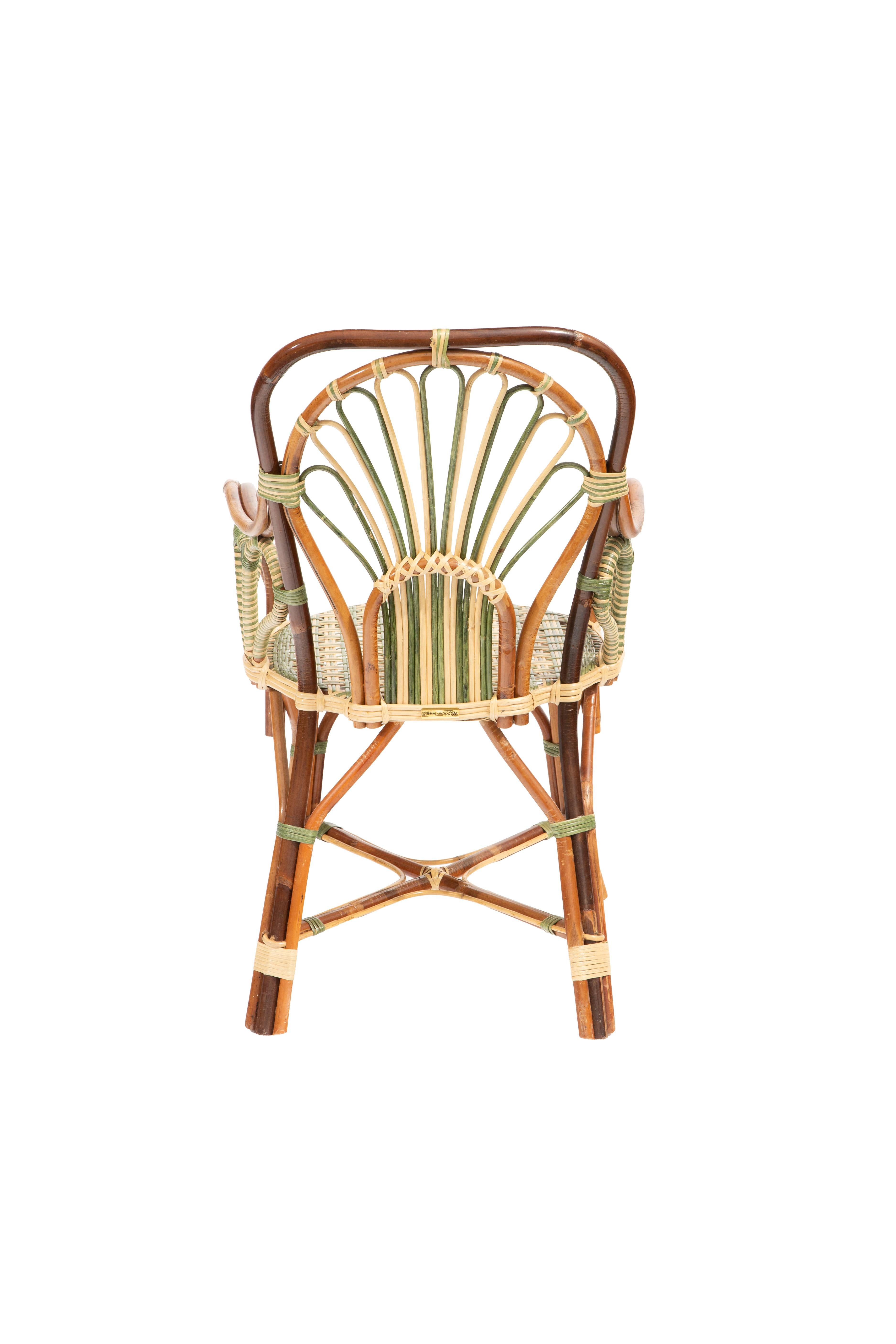 Fauteuil en rotin vert paon par Creel and Gow Neuf - En vente à New York, NY