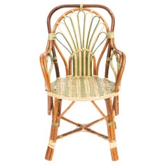 Green Peacock Rattan Arm Chair by Creel and Gow