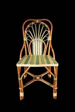 Green Peacock Rattan Side Chair