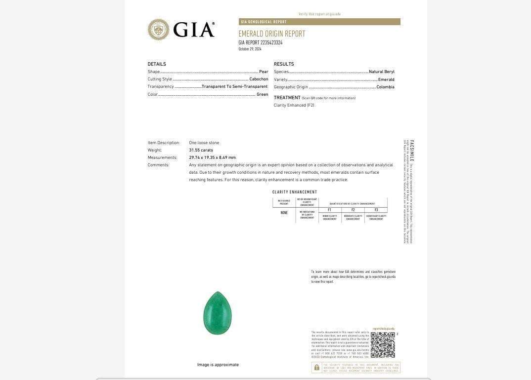 Art Déco Green Pear Emerald in vendita
