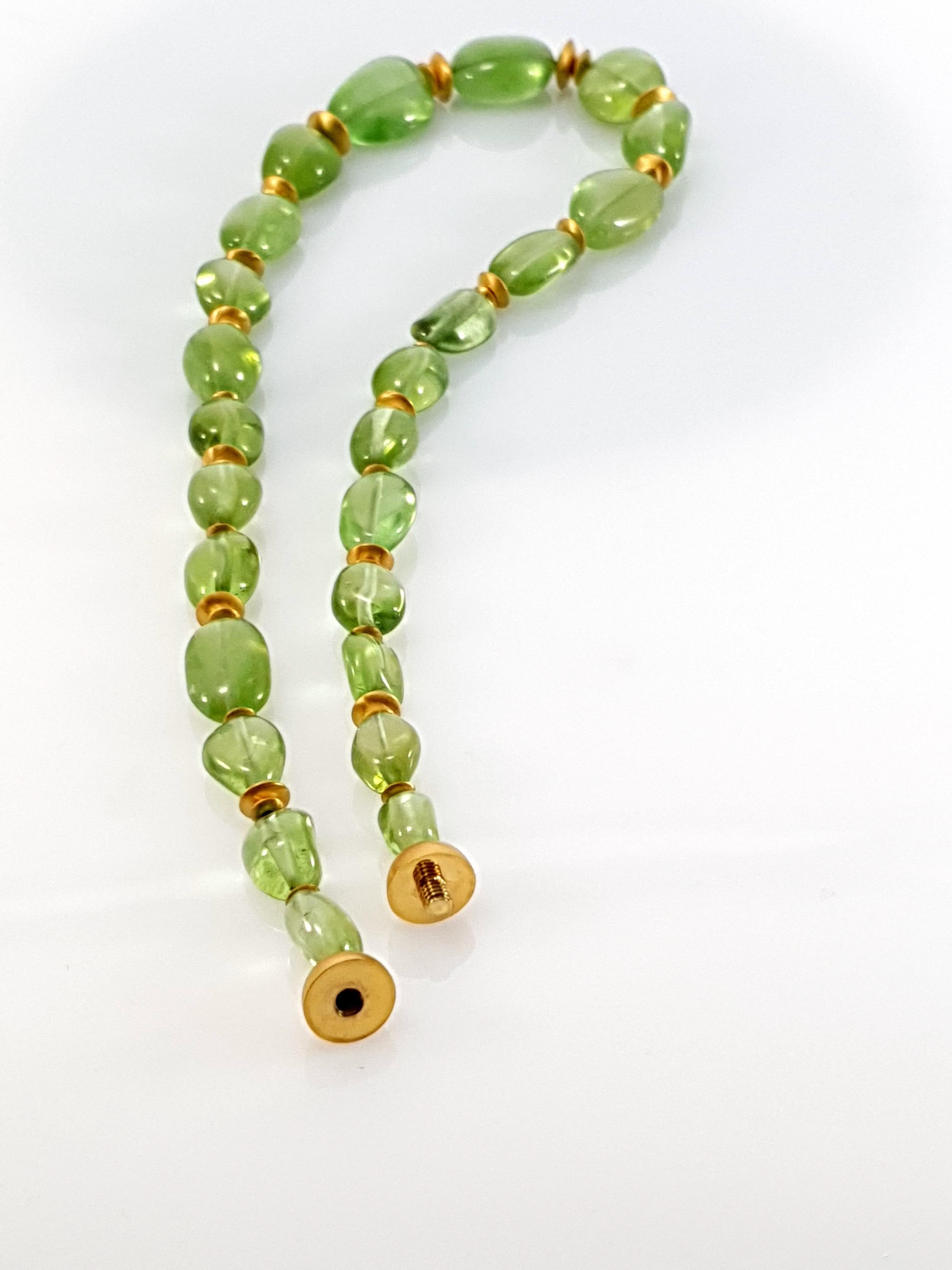 green and gold beaded necklace