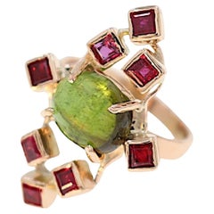 Peridot vert Rubis rouge Bague en or rose Botta gioielli