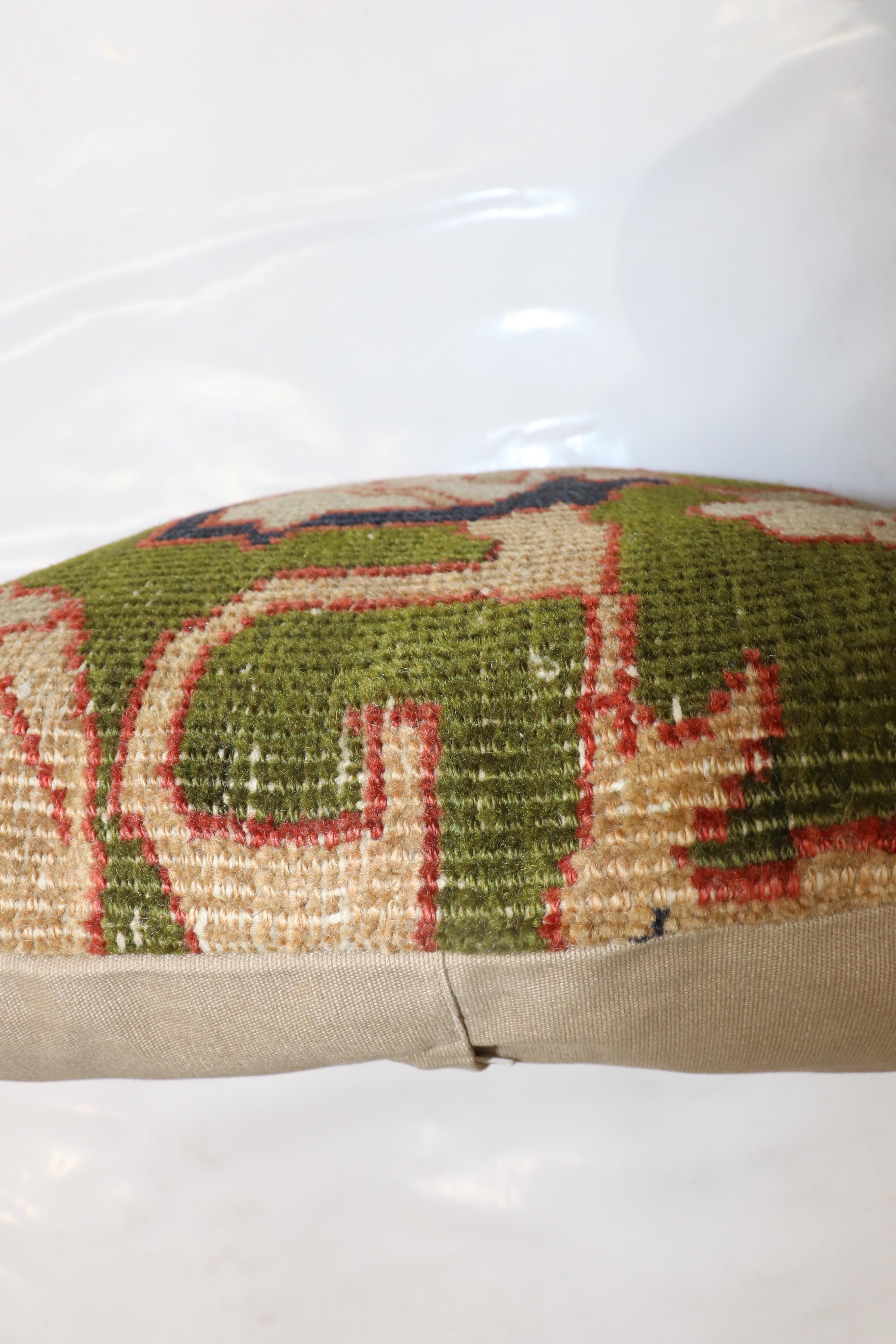 Rustic Green Persian Sultanabad Rug Pillow For Sale