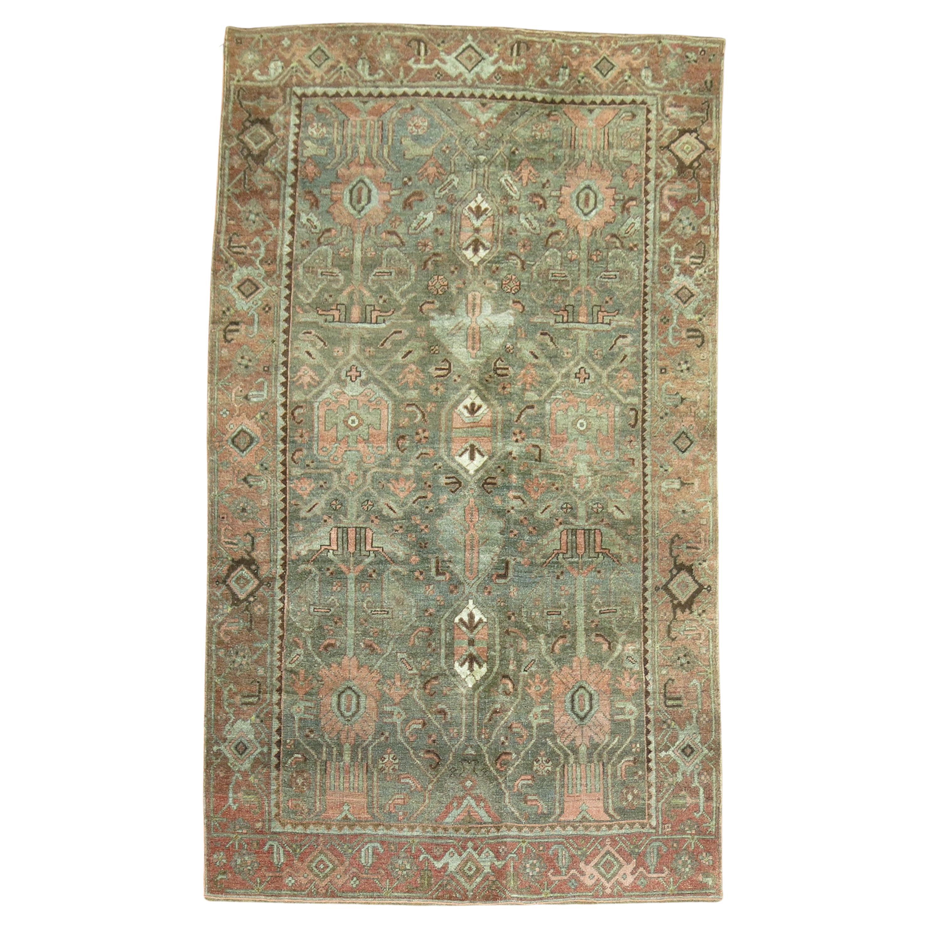 Green Persian Tribal Bidjar Rug For Sale